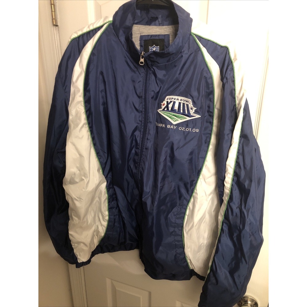 Super Bowl XLIII Tampa Bay  Windbreaker Size Mens 2 XL. Embroidered Logos 2009